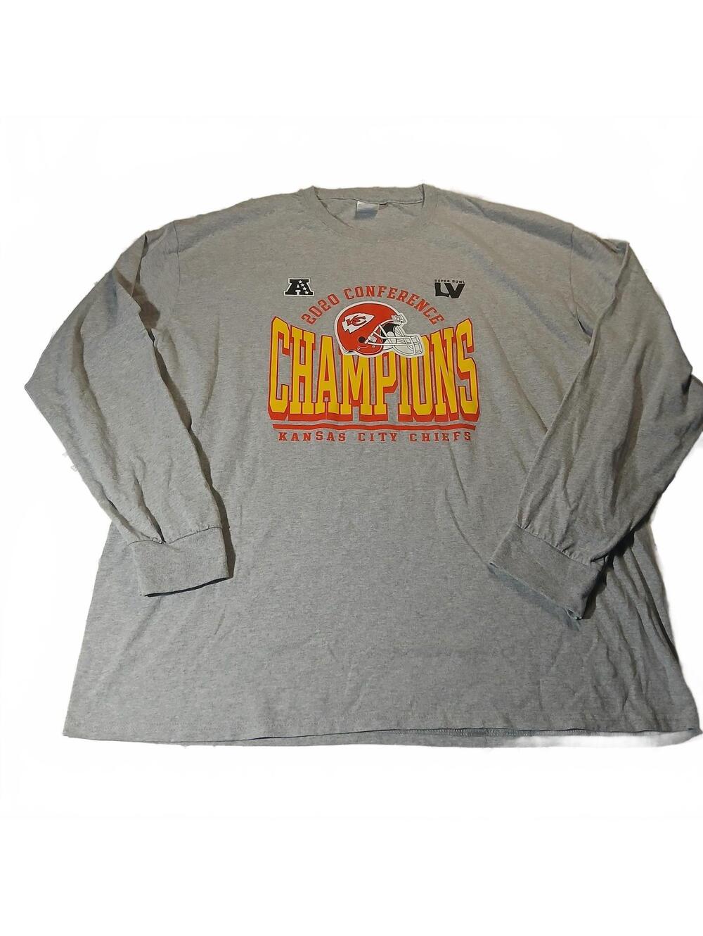 Kansas City Chiefs 2020 Conference Champions Long Sleeve Shirt 2XL Gray